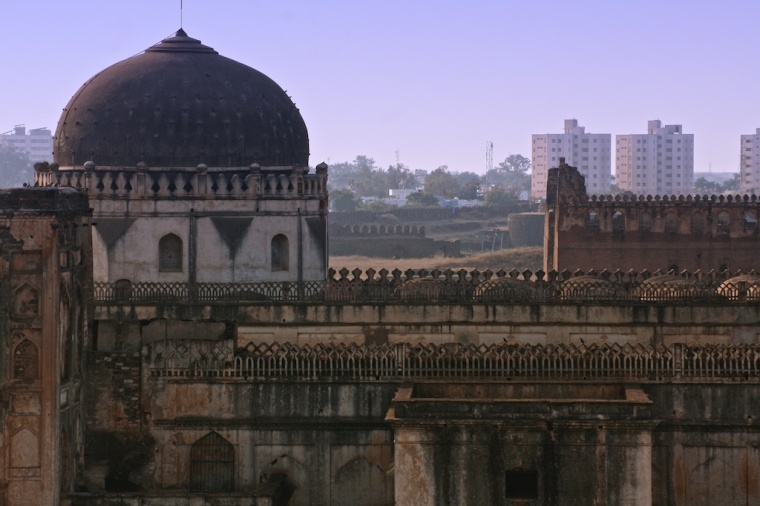 A view of Bidar Fort from the top of Rangeen Mahal, looking out. Built in 1428 by Ahmed Shah Al Wali Bahamani